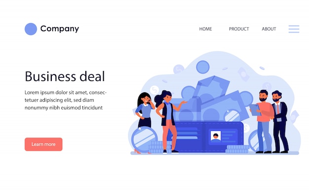 Free Vector business people discussing deal. website template or landing page