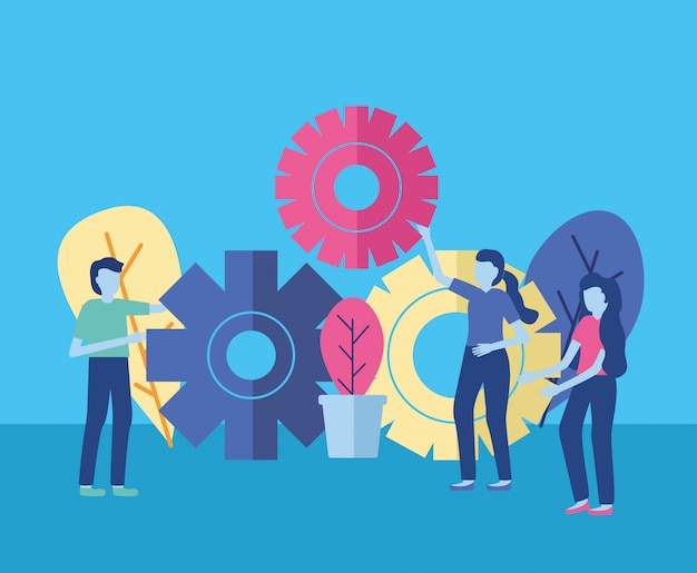 Free Vector business people gears