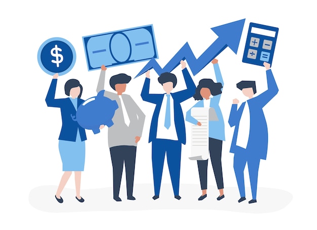 Free Vector business people holding financial growth concept