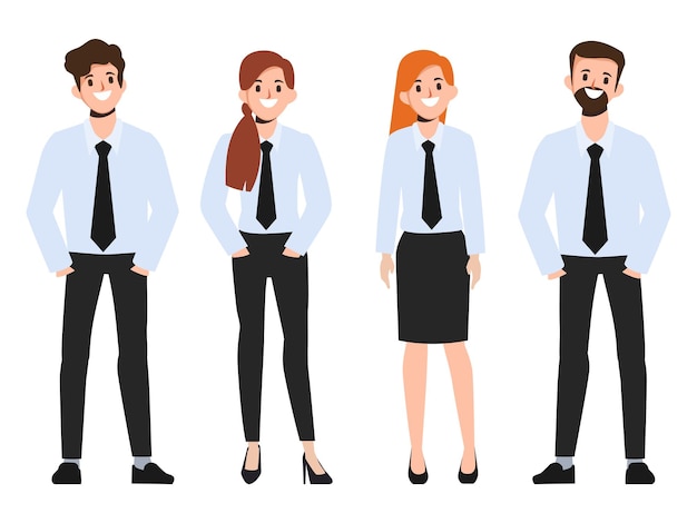 Free vector business people teamwork in uniform shirt and tie clothes