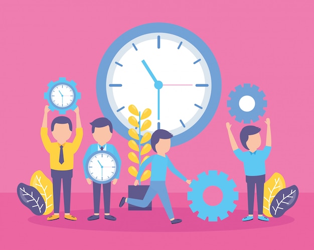 Free Vector business people time clock