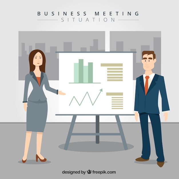 Free Vector business people with statistics