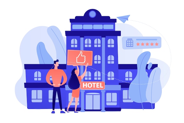 Free Vector business people with thumb up for modern trendy lifestyle hotel