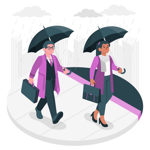 Business people with umbrellas concept illustration