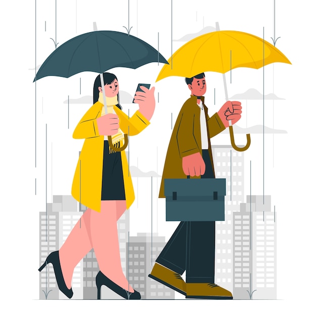 Free Vector business people with umbrellas concept illustration