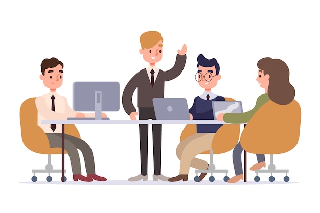 Business people working illustration style