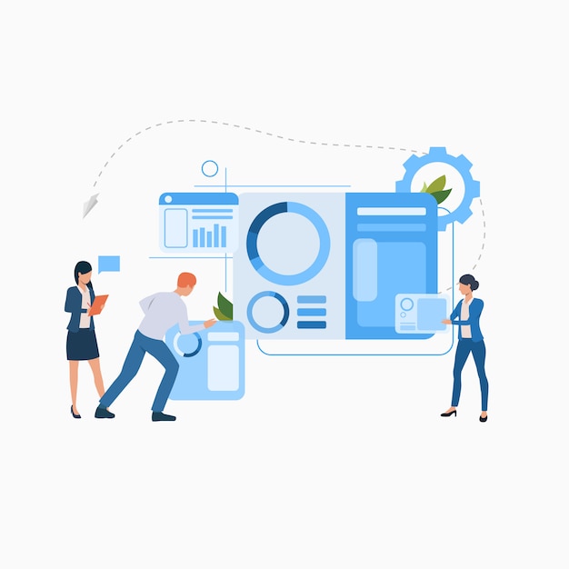 Business people working on project flat icon