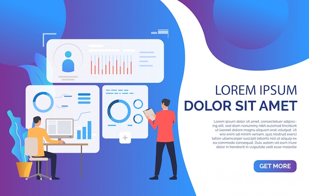 Business people working with financial charts and sample text