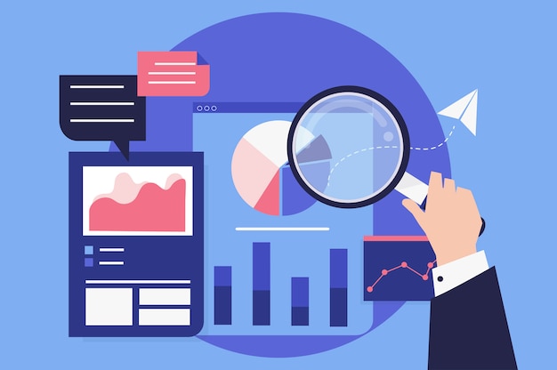 Free Vector business performance analysis with graphs