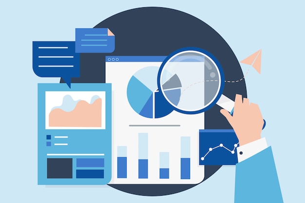 Free Vector business performance analysis with graphs