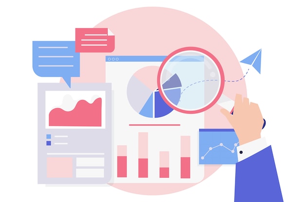 Free vector business performance analysis with graphs