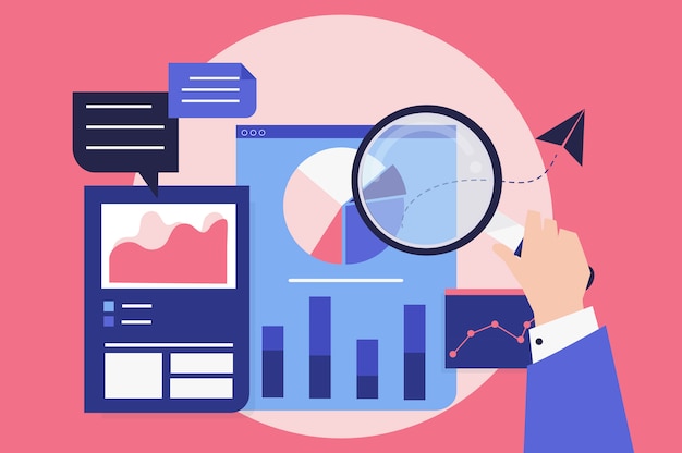 Free Vector business performance analysis with graphs