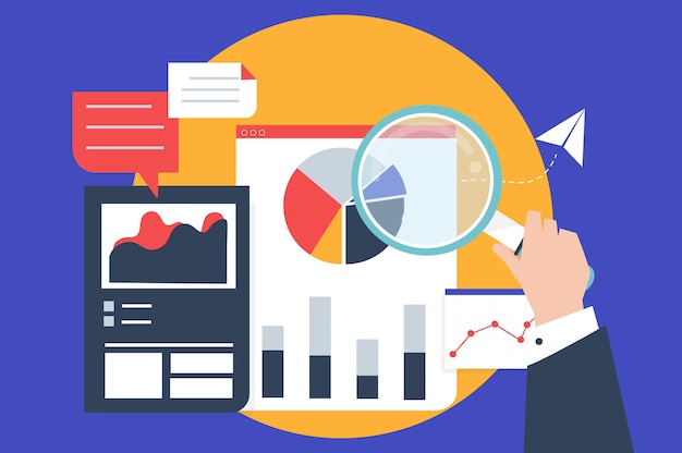 Free Vector business performance analysis with graphs