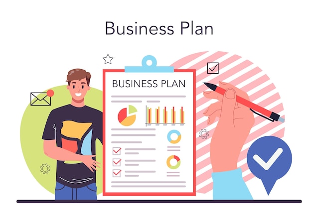 Free Vector business plan concept idea of business strategy setting a goal or target and following schedule financial research analysis and organization isolated flat vector illustration