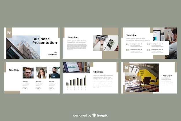 Business presentation slides with photo