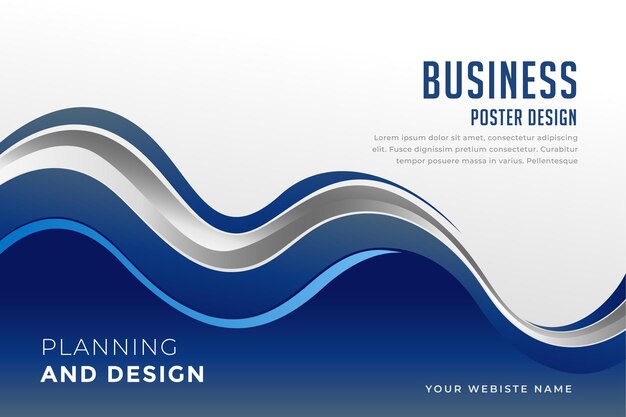 Business presentation template in blue wavy style