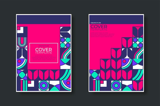 Business presentation vector A4 vertical orientation front page mock up set Corporate report cover abstract geometric illustration design layout bundle Company identity brochure template collection