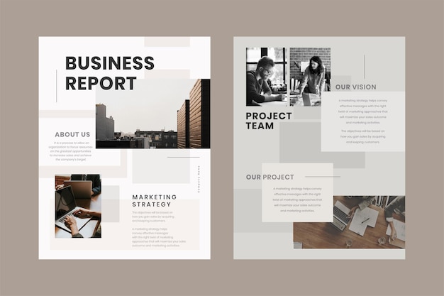 Free Vector business report flyer editable template