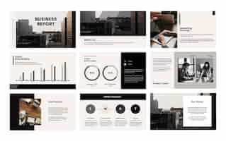 Free vector business report presentation editable template set