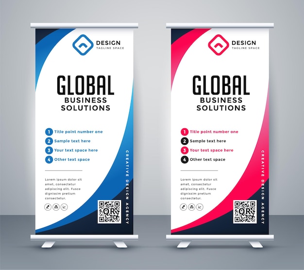 Free Vector business roll up display standee for presentation purpose