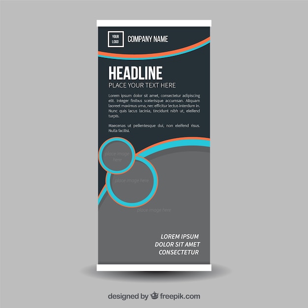 Free vector business roll up with blue and orange details