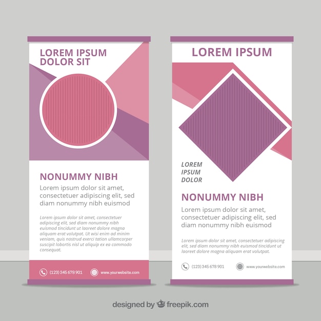 Free Vector business roll up with forms in purple tones