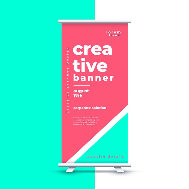 Free Vector business rollup standee page template for outdoor advertisement