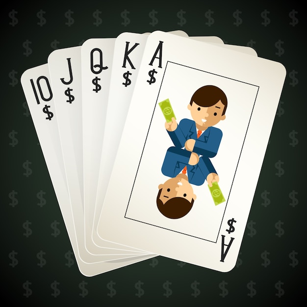 Free Vector business royal flush playing cards. street and combination and poker.