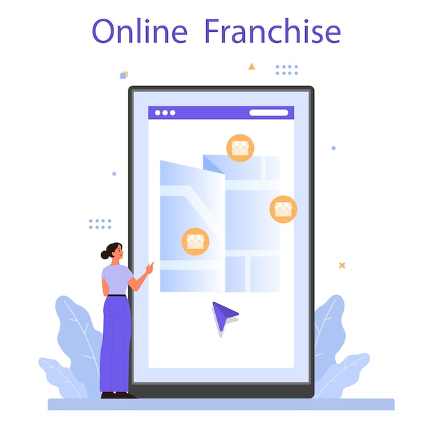 Free Vector business scaling online service or platform franchise business expansion marketing strategy and product promotion online franchise vector flat illustration