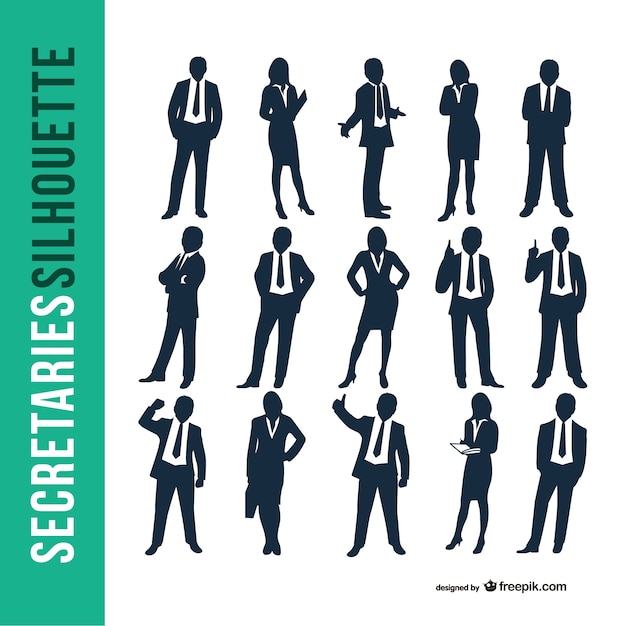 Free vector business secretaries silhouette set