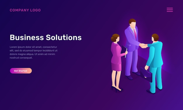 Free Vector business solution and agreement isometric concept