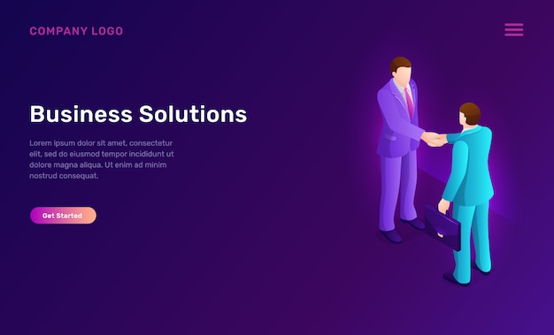 Business solution and agreement isometric concept