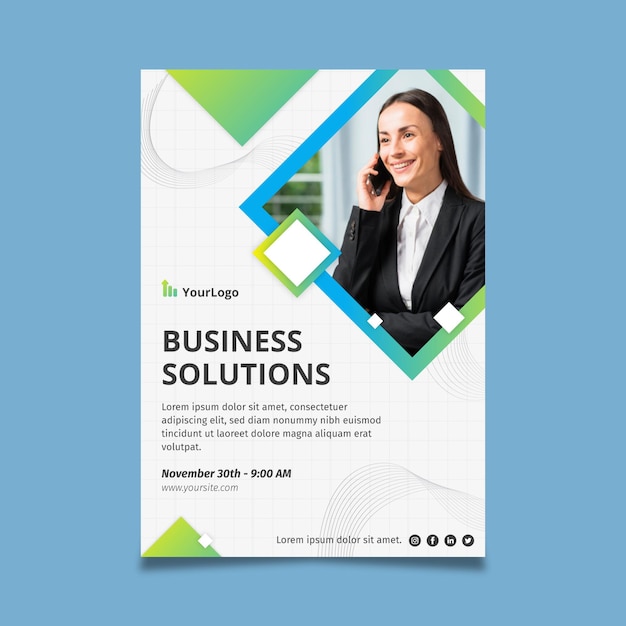 Business solutions poster corporate template