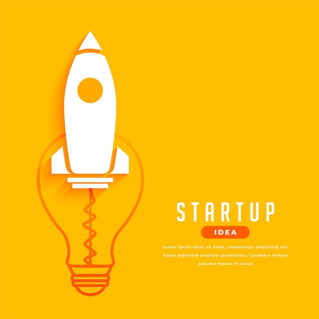 Business startup concept with rocket and bulb design