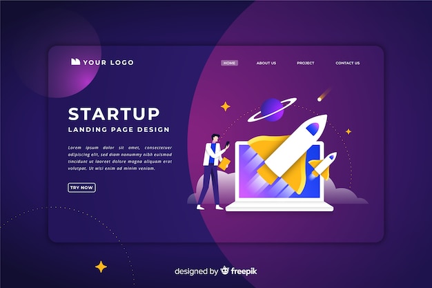 Business startup landing page template