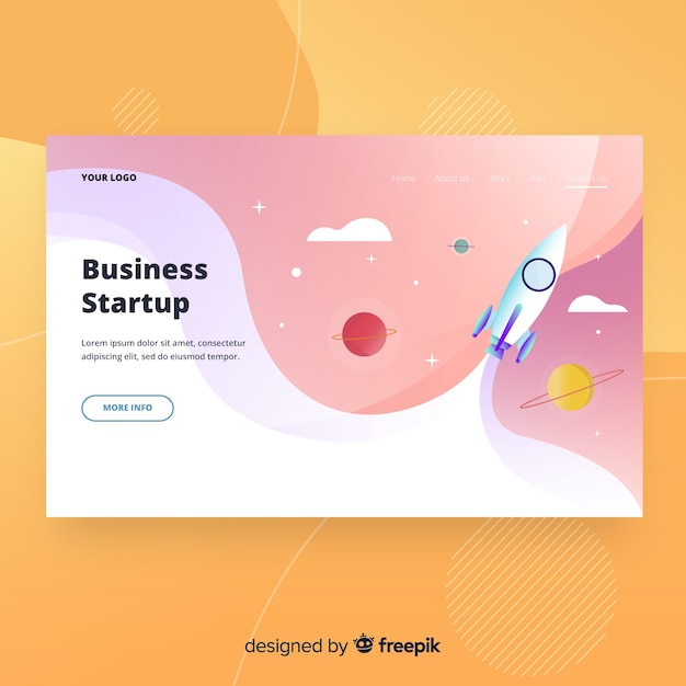 Free Vector business startup landing page