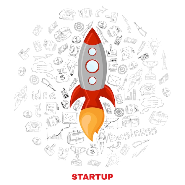 Business startup launch concept poster print