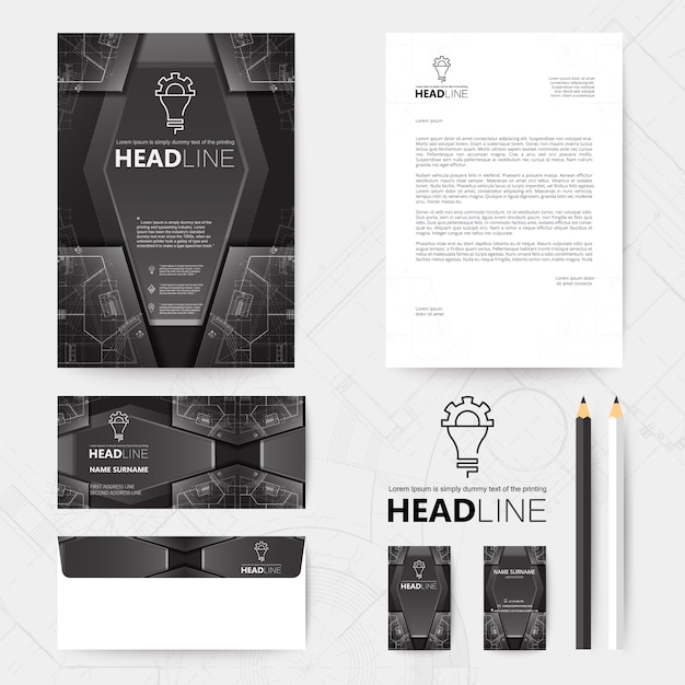 Free Vector business stationery black design