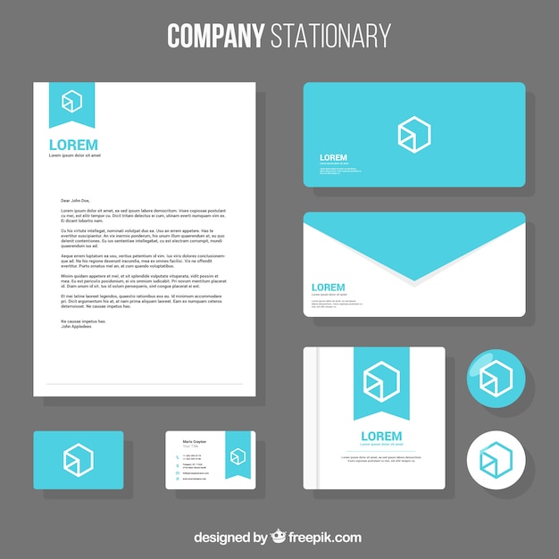 Free vector business stationery template with geometric design