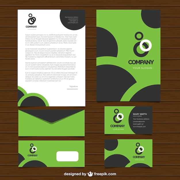 Free Vector business stationery with circular shapes