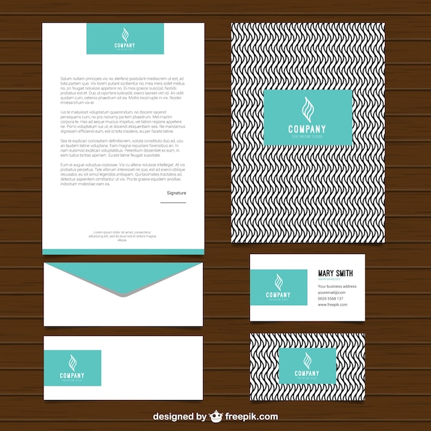 Free Vector business stationery zigzag striped 