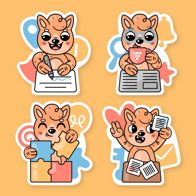 Business stickers collection with fred the fox