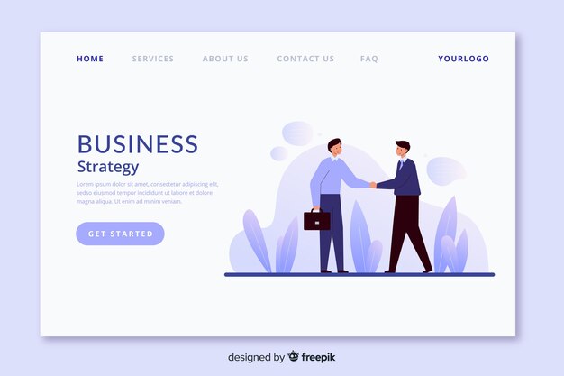 Business strategy landing page flat design