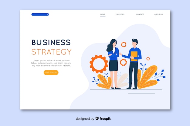 Business strategy landing page in flat design