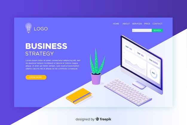 Free Vector business strategy landing page template