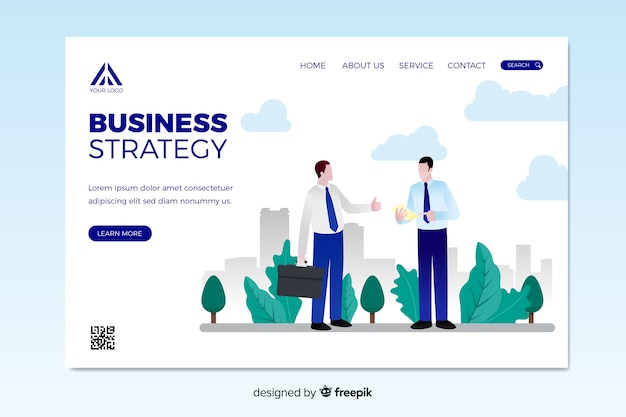 Free Vector business strategy landing page template