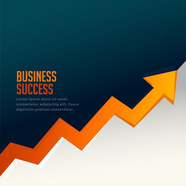 Business success growth arrow with upward arrow