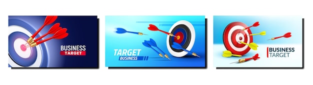 Free Vector business target success hit in dart poster vector