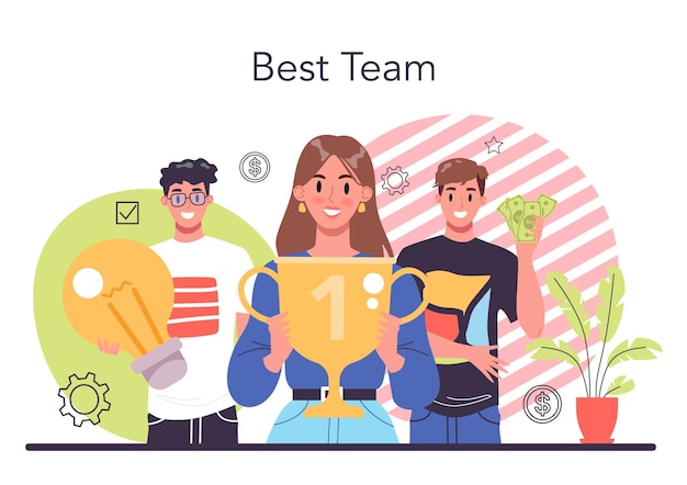 Business teamwork concept Business teamwork Idea of partnership and cooperation Business profit and financial growth Isolated flat vector illustration