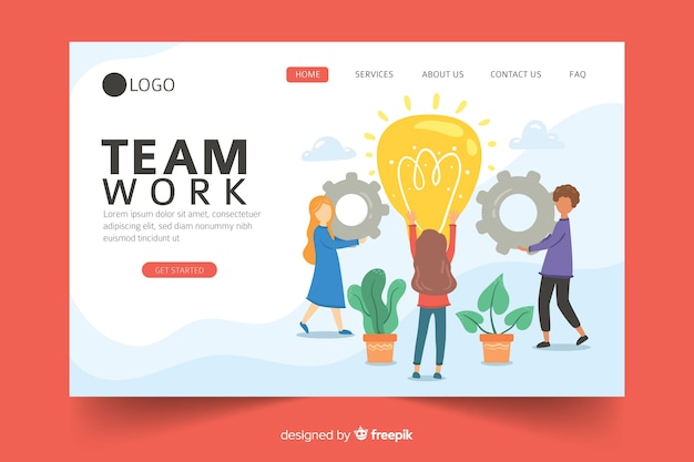 Business teamwork landing page design